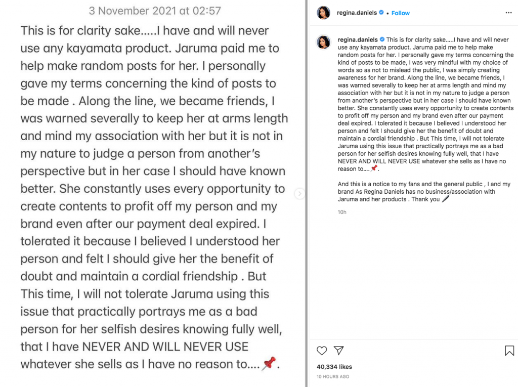 Regina Daniels finally speaks on reports that she used 'juju' on her husband